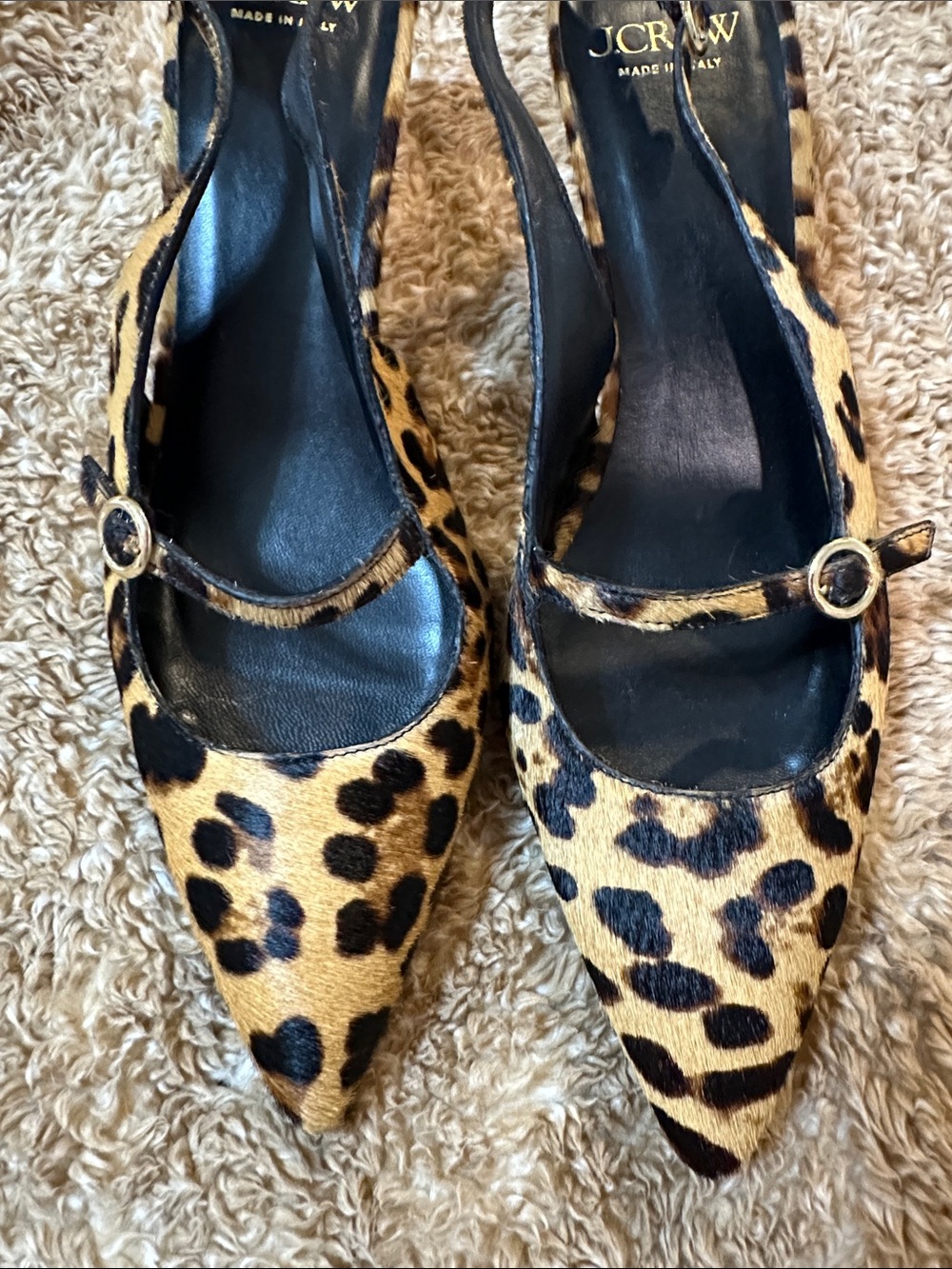 J. Crew Leopard-Print Pointed Toe Slingback Flats - Tan/Black - Picture 10 of 10